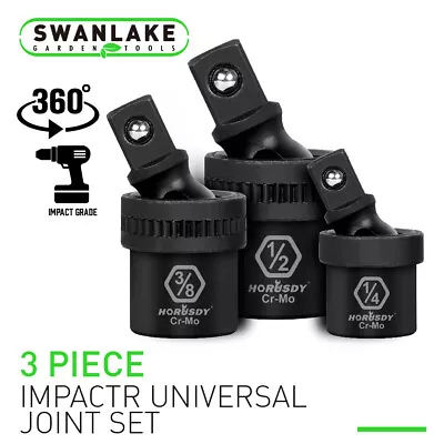 3pc Impact Universal Swivel Socket Set 3/8  1/4  1/2  Drive U-Joint 360 Degree • $19.79