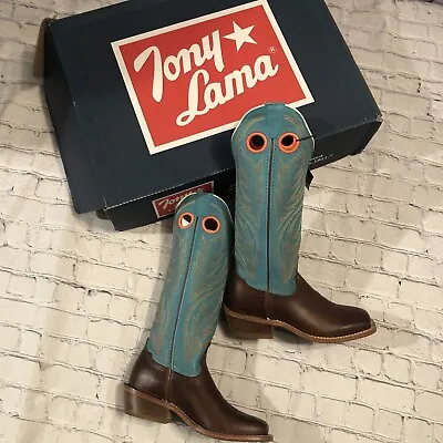 Tony Lama 1501  Cowboy Boots Women's 7B Brown Leather Cowgirl Western Square Toe • £216.95