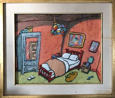 Mexican Art Painting Oil Original  Signed Circa 2003  Teenagers Room” • $250