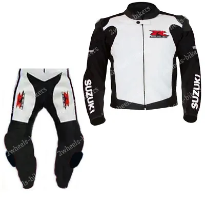 SUZUKI GSXR Racing Biker Motorcycle Leather Suit Motorbike Leather Jacket Pant • $249.99