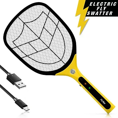 Bug Zapper Racket Fly Swatter Mosquito Bat Wasp Electric Insect Pest Killer USB • £12.85