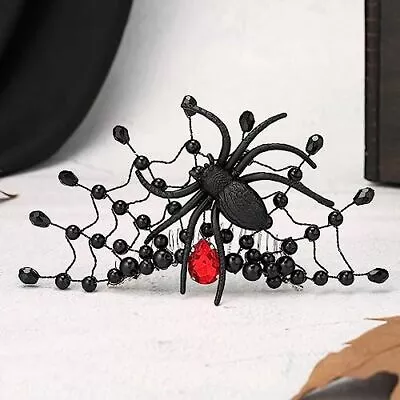 Spider Halloween Hair Comb Black Gothic Mini Crown Hair Accessories Rhinestone C • $14.61