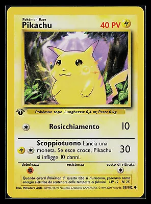 Pokemon Card - 1st Edition ITALIAN Pikachu Base Set 58/102  • $29.99