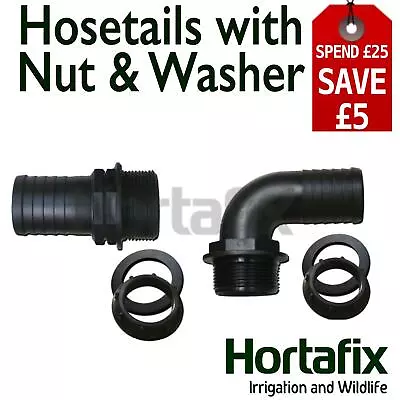£6.25 • Buy Hosetail Connector Fitting With Nut & Washer Plastic Pond Pool Hose Pipe Adaptor
