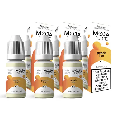 Moja Juice Vape E-Liquid Peach Ice 20mg Nic Salt 10ml 50/50 Pack Of 3 • £9.99