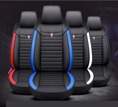 $64.99 • Buy 5 Seats Universal Car Seat Covers Deluxe PU Leather Seat Cushion Full Set Cover