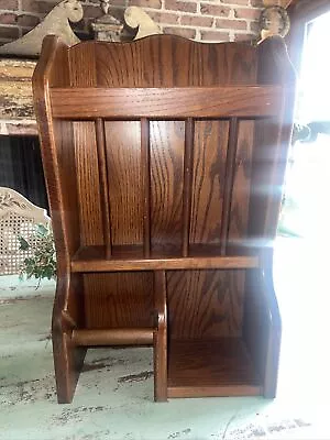 Vintage Oak Toilet Paper Tissue Holder Magazine Rack For Bathroom 20  Tall • $39.99