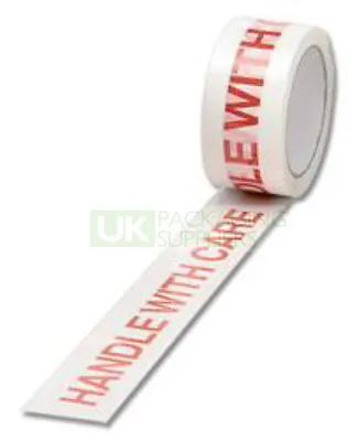 Rolls Of Printed Parcel Packing Tape HANDLE WITH CARE 48mm X 66m CHOOSE YOUR QTY • £12.96