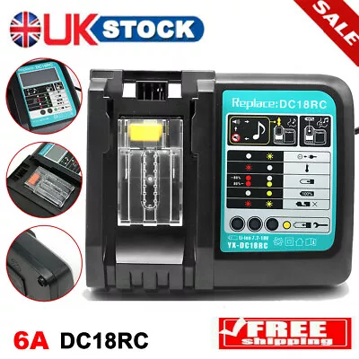 FOR Makita DC18RC Liion 14.4V-18V 6A Fast Battery Charger 240V Fit BL1850 BL1860 • £18.49