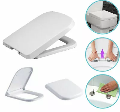 £12.59 • Buy Luxury Square Toilet Seat Heavy Duty White Soft Close Top Quick Release Hinges
