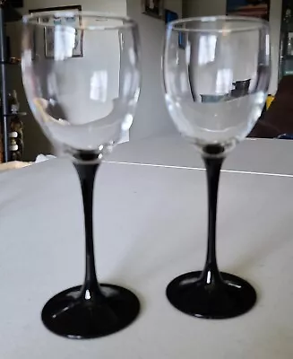 2 Vintage Luminarc Arcoroc Wine Glasses Black Stem  • $9.99