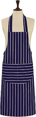 Bib Apron Red Or Blue With White Stripe Chef's Cotton Washable Cooking Baking • £5.99