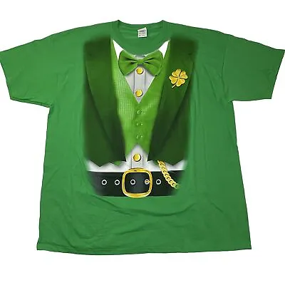 Vintage St Patricks Day T Shirt Green Tuxedo Leprechaun Look Lucky XXL EEG TTG • $17.46