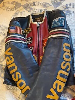 VANSON Leather Jacket One Star Motorcycle Single Riders Size 36 USED Maid In USA • $520