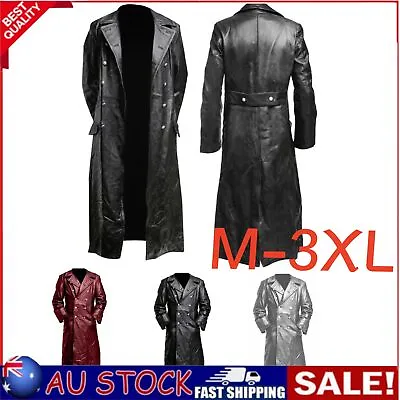 German Style Vintage Classic WW2 Military Officer Uniform Leather Trench Coat • $79.99