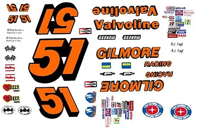 #51 A. J. FOYT Gilmore Racing 1/18th Scale Waterslide Nascar Decals • $12.99