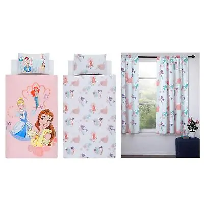£22.99 • Buy Disney Princess Single Duvet Cover Set | Curtains 100% Cotton Kids Girls Bedroom