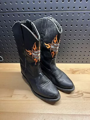 Vintage Flame Harley Davidson Leather Cowboy Boots Size 6.5 W/ Wear • $59.99