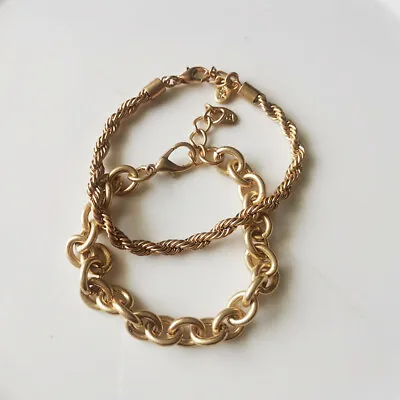 New 2pcs 7.5  Zara Basic Chain Bracelet Gift Vintage Women Party Holiday Jewelry • $8.59