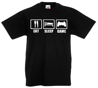 Eat Sleep Game - Novelty Gift T-Shirt For 7 8 9 10 11 12 & 13 Year Old Boys • £8.99