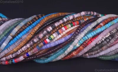 $6.98 • Buy AAA Natural Gemstones 2mm X 4mm Heishi Spacer Loose Beads Jewelry Making 15.5“