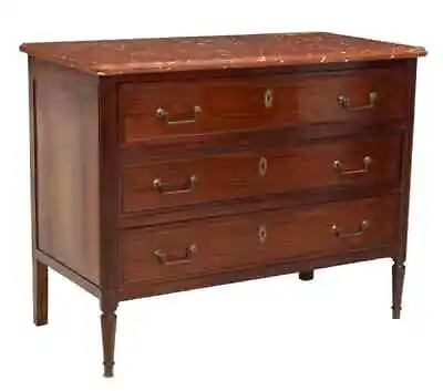 Antique French Louis Xvi Marble Top Mahogany Chest Of Drawers Commode • $1550