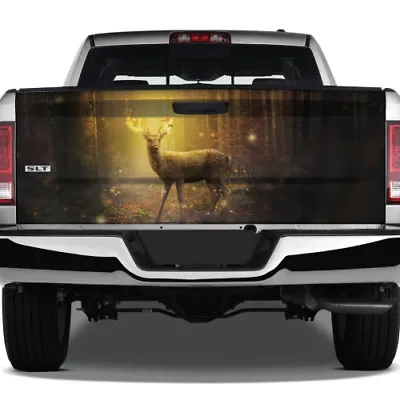 $90.75 • Buy Deer Forest Stag Buck Fire Rear Tailgate Graphic Decal Truck Pickup Wrap SUV