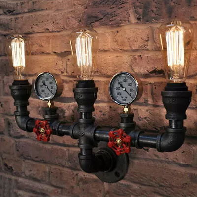 Industrial Steampunk Wall Sconce Light Pipe Edison Valve Fixture Vanity Light • $59.99