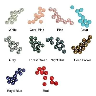 10pcs Gemstone Half-Drilled Round Shell Beads • £4.09