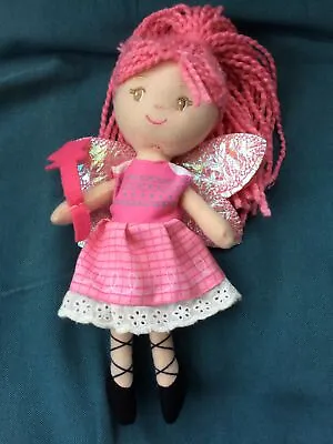🌟 Very Pretty Pink Preloved Fairy Soft Rag Doll Lovely Face Expression • £2