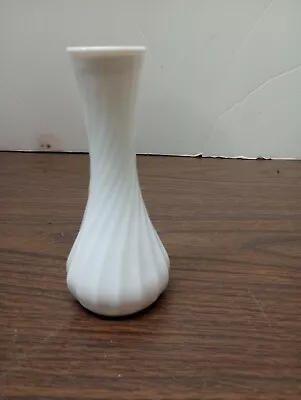 Vintage Hoosier Glass 6  White Milk Glass Bud Vase #2 #4064 Swirl Pattern #69 • $10.50