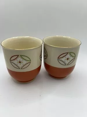 Set Of 2 Vintage Japanese Tea Cups Gold Rim Shippo Pattern Gold Rim • $15