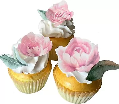 Handcrafted Edible Wafer Peonies Pink Flowers - Perfect Cake And Cupcake Toppers • $30.04