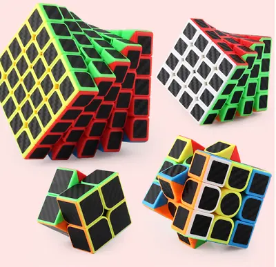 Black Carbon Fiber Fast Speed Magic Cube Rubix Puzzle Super Smooth 2-5 Cube • $13.61