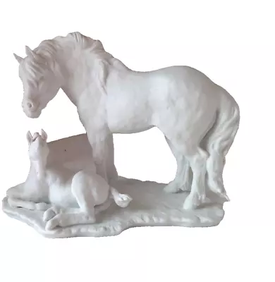 KAISER PORCELAIN HORSES  PONY GROUP  MARE & FOAL/COLT LTD ED White Bisque No Box • $419.99