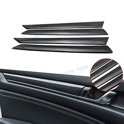 Fit Honda Accord 2018-2022 4PCS Carbon Fiber Black Door Panel Stripes Trim Decor • $31.98