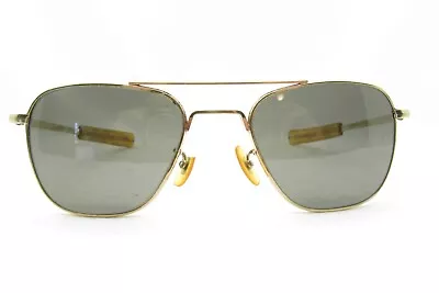 American Optical Gold Metal Aviator 5 1/2 Sunglasses 52-145 114642 • $99.99