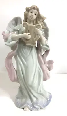 Mark O'Well Angel Figurine Sculpture Harp Music Instrument Pink Shawl 10.5  Vntg • $11