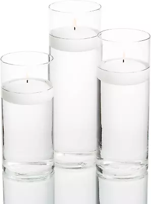 Set Of 3 Cylinder Vases And 3 White Richland Floating Candles 3  • $36.30