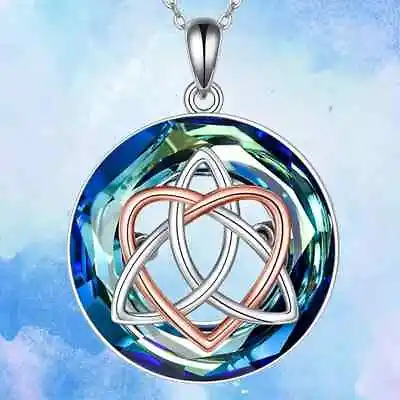 Rainbow Mystical Fire Topaz 925 Sterling Silver Geometric Heart Pendant Necklace • $19.74