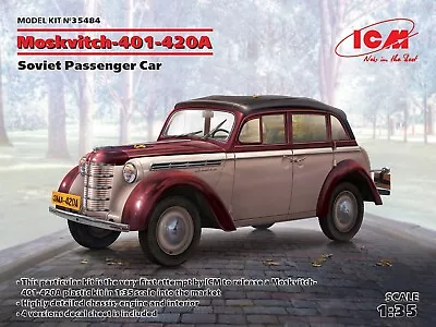 ICM 35484 1:35 Moskvitch-401-420A Soviet Passenger Car. Plastic Model Kit • $38.97