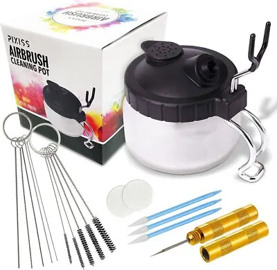 Airbrush Cleaning Kit - Airbrush Clean Pot Glass Cleaning Jar With Holder... • $17.99