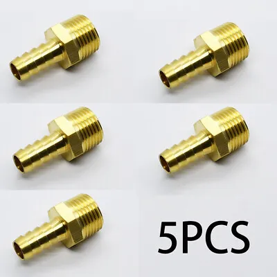 5X 1/2  Hose Barb X 1/2  Male NPT Brass Adapter Threaded Fitting Air/Fuel/Water • $11.99