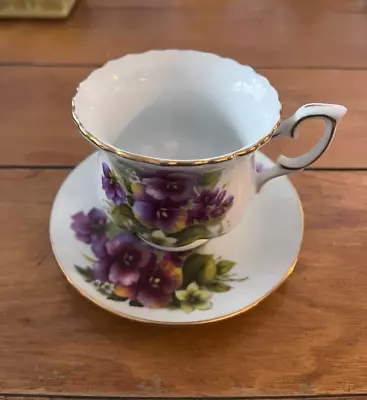 Vintage Royal Court Bone China Tea Cup & Saucer-Violets • $16.05