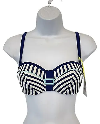 Cleo By Panache Lucille Underwire Bandeau Bikini Top Nautical Print 28DD • £19.28