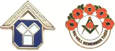 £9.99 • Buy Masonic Past Masters Gold Plated Badge And Masonic We Will Remember Enamel Badge