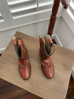 Little Big Boys Western Cowboy Boots Brown Sz 10-1/2 • $17