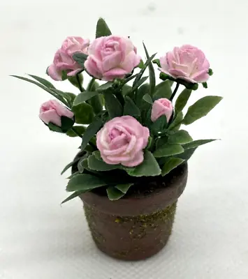 Dollhouse Miniature Light Pink Potted Rose - Handcrafted • $24