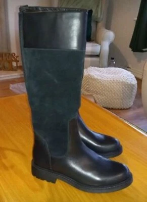 £50 • Buy Clarks Ladies Orinoco2 Hi Black Warm Lined Leather/Suede Long Leg Boots