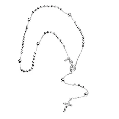 LeCalla 925 Sterling Silver Italian Rosary Bead Cross Y Chain Women Necklace 20  • $42.75